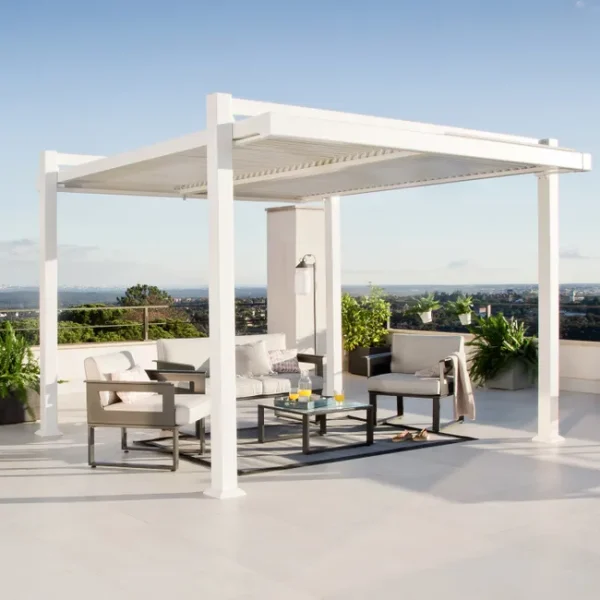 Pérgola de aluminio NATERIAL Persea blanco de 320x360 cm