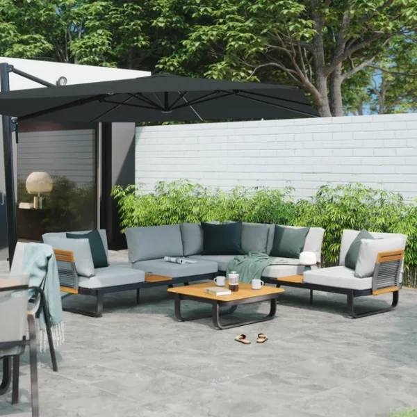 Set de jardín NATERIAL Calypso de aluminio gris para 5 personas