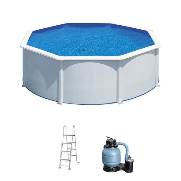 Piscina desmontable de acero blanco redonda GRE Ø 3 x 1,2 m c/ filtro de arena
