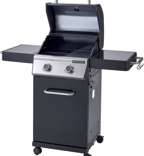 Barbacoa de gas NATERIAL Kenton de 2 quemadores y 7 kw de potencia recomendado para menos de 6 personas