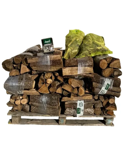 30 fajos de leña, 2 mallas de encendido y 1 wood balls